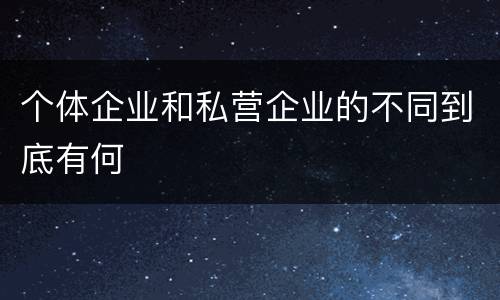 个体企业和私营企业的不同到底有何