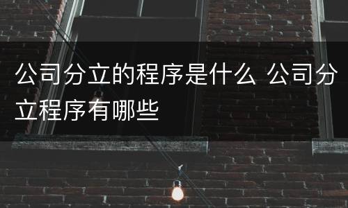 公司分立的程序是什么 公司分立程序有哪些