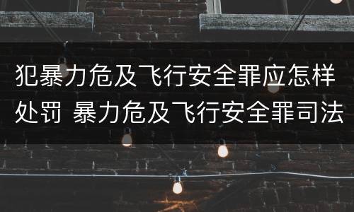 犯暴力危及飞行安全罪应怎样处罚 暴力危及飞行安全罪司法解释