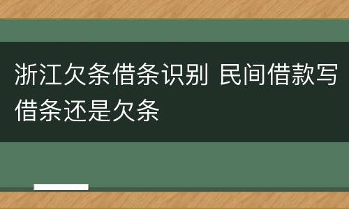 浙江欠条借条识别 民间借款写借条还是欠条
