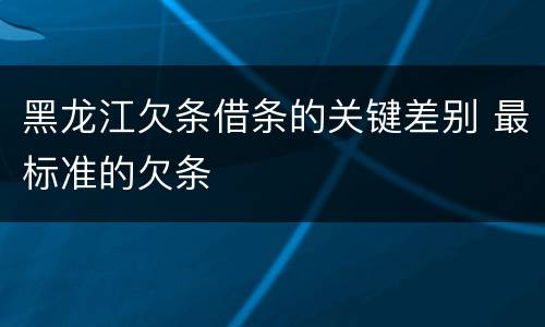 黑龙江欠条借条的关键差别 最标准的欠条