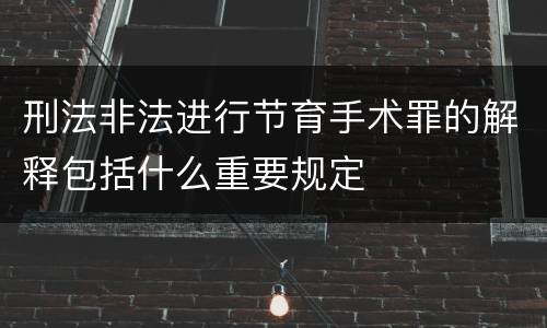 刑法非法进行节育手术罪的解释包括什么重要规定