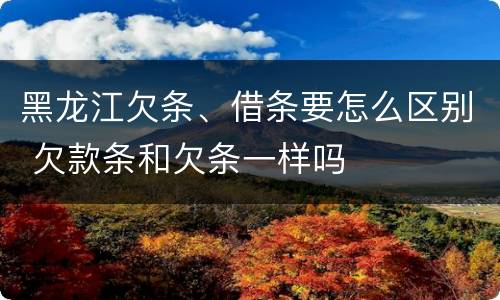 黑龙江欠条、借条要怎么区别 欠款条和欠条一样吗
