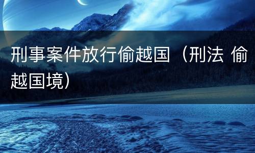 刑事案件放行偷越国（刑法 偷越国境）