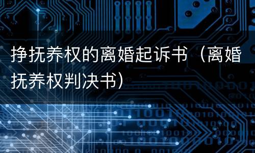 挣抚养权的离婚起诉书（离婚抚养权判决书）