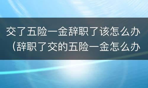 交了五险一金辞职了该怎么办（辞职了交的五险一金怎么办）