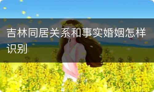 吉林同居关系和事实婚姻怎样识别
