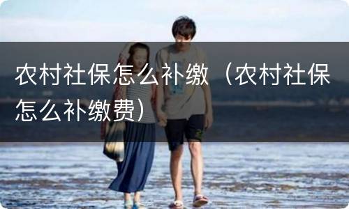 农村社保怎么补缴（农村社保怎么补缴费）