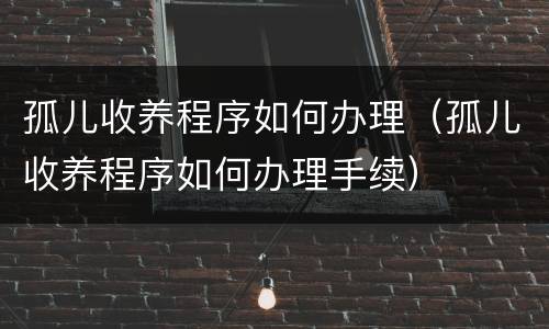 孤儿收养程序如何办理（孤儿收养程序如何办理手续）