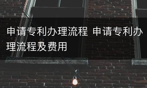 申请专利办理流程 申请专利办理流程及费用