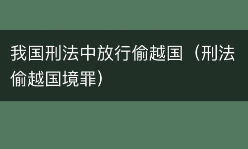 我国刑法中放行偷越国（刑法偷越国境罪）