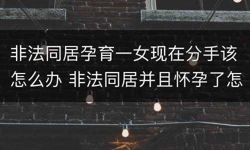 非法同居孕育一女现在分手该怎么办 非法同居并且怀孕了怎么处罚规定