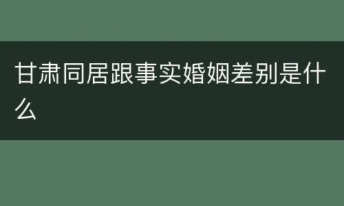 甘肃同居跟事实婚姻差别是什么