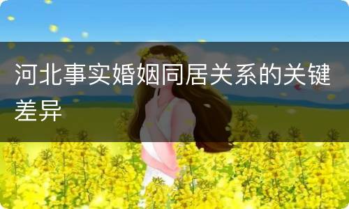 河北事实婚姻同居关系的关键差异