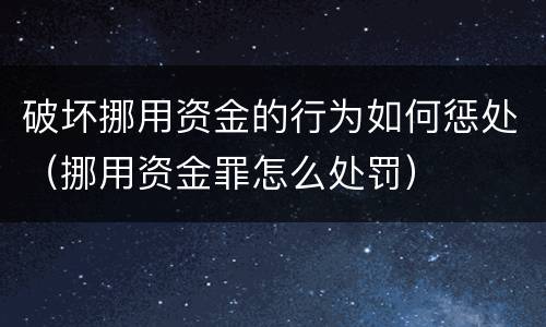 破坏挪用资金的行为如何惩处（挪用资金罪怎么处罚）