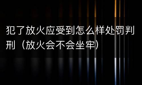 犯了放火应受到怎么样处罚判刑（放火会不会坐牢）