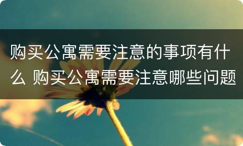 购买公寓需要注意的事项有什么 购买公寓需要注意哪些问题