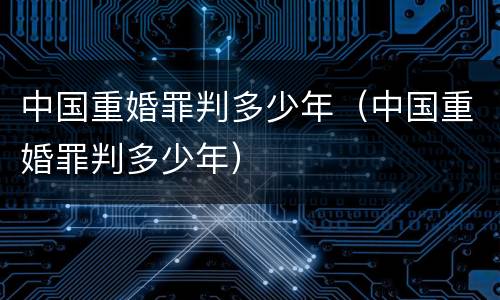 中国重婚罪判多少年（中国重婚罪判多少年）