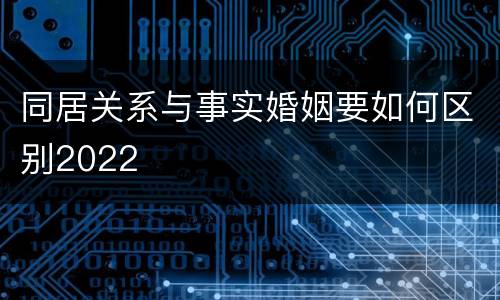 同居关系与事实婚姻要如何区别2022