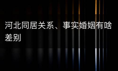 河北同居关系、事实婚姻有啥差别