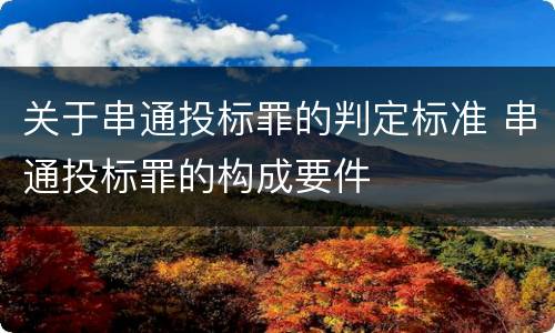 关于串通投标罪的判定标准 串通投标罪的构成要件