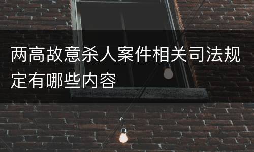 两高故意杀人案件相关司法规定有哪些内容