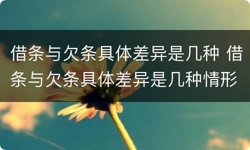 借条与欠条具体差异是几种 借条与欠条具体差异是几种情形