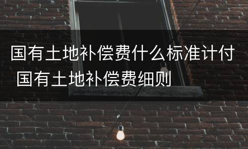 国有土地补偿费什么标准计付 国有土地补偿费细则