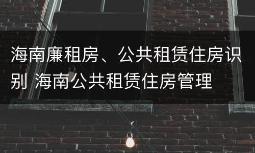 海南廉租房、公共租赁住房识别 海南公共租赁住房管理
