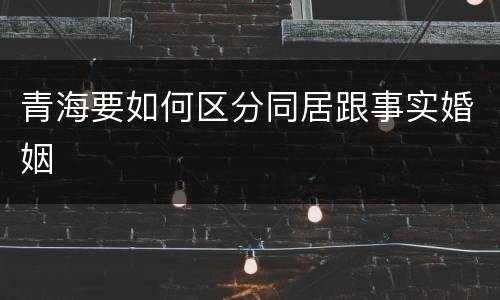 青海要如何区分同居跟事实婚姻