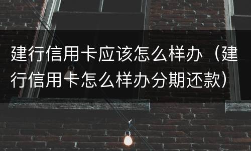 建行信用卡应该怎么样办（建行信用卡怎么样办分期还款）