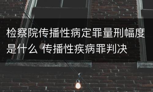 检察院传播性病定罪量刑幅度是什么 传播性疾病罪判决