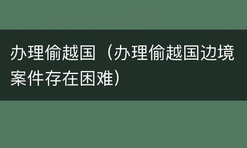 办理偷越国（办理偷越国边境案件存在困难）