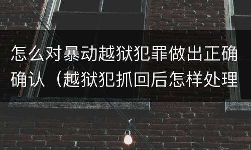 怎么对暴动越狱犯罪做出正确确认（越狱犯抓回后怎样处理）