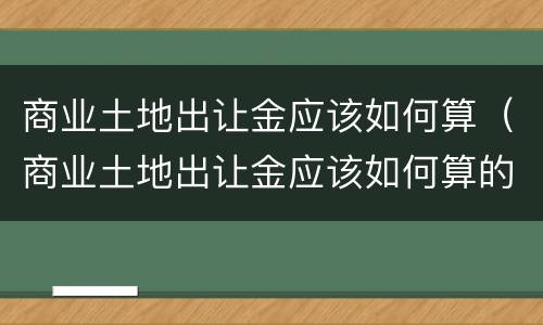 商业土地出让金应该如何算（商业土地出让金应该如何算的）