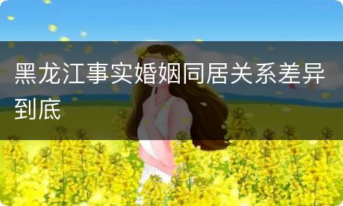黑龙江事实婚姻同居关系差异到底