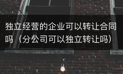 独立经营的企业可以转让合同吗（分公司可以独立转让吗）
