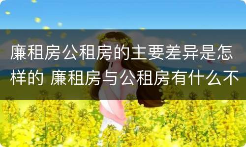 廉租房公租房的主要差异是怎样的 廉租房与公租房有什么不同
