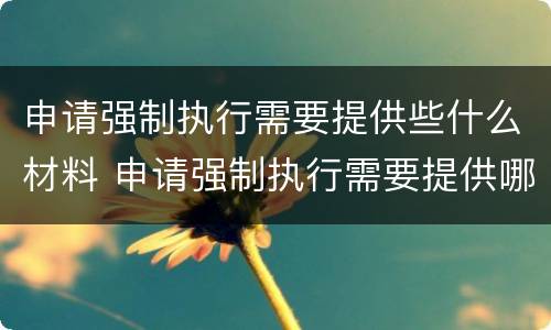 申请强制执行需要提供些什么材料 申请强制执行需要提供哪些材料