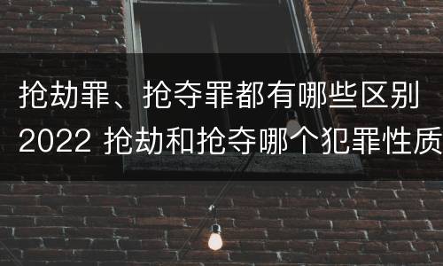 抢劫罪、抢夺罪都有哪些区别2022 抢劫和抢夺哪个犯罪性质严重