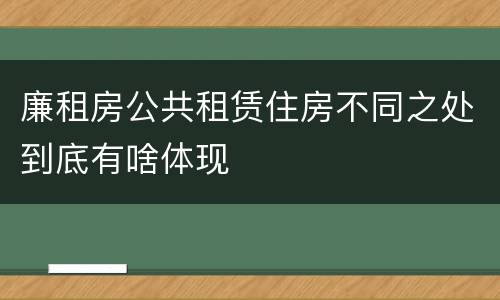 廉租房公共租赁住房不同之处到底有啥体现