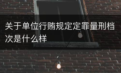 关于单位行贿规定定罪量刑档次是什么样