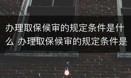 办理取保候审的规定条件是什么 办理取保候审的规定条件是什么意思