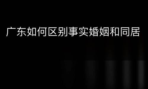 广东如何区别事实婚姻和同居