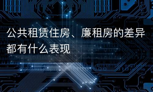 公共租赁住房、廉租房的差异都有什么表现