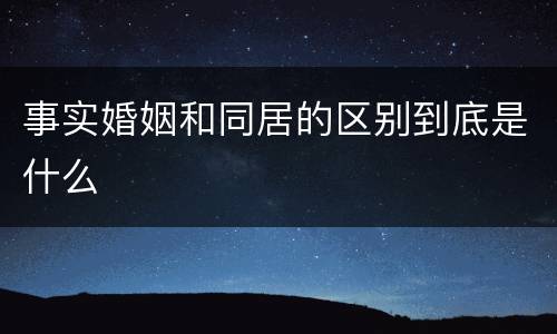 事实婚姻和同居的区别到底是什么