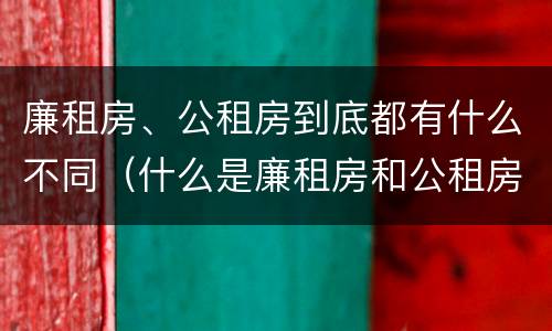 廉租房、公租房到底都有什么不同（什么是廉租房和公租房两个有什么特点）