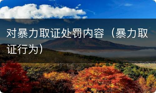 对暴力取证处罚内容（暴力取证行为）