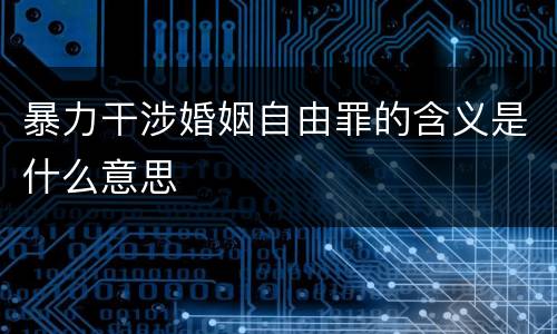 暴力干涉婚姻自由罪的含义是什么意思