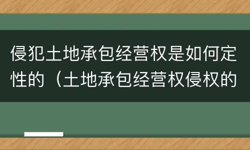 侵犯土地承包经营权是如何定性的（土地承包经营权侵权的案由如何界定）